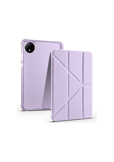 Redmi Pad Se 8.7 2024 24076rp19g-24076rp19ı Uyumlu Kalem Bölmeli Dönebilen Üçgen Standlı Tri Folding Tablet Kılıfı - Lila - T34971
