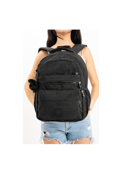 Ultra Hafif Çok Cepli Orta Boy Sırt Çantası Unisex Siyah Model: 571-3e - Siyah