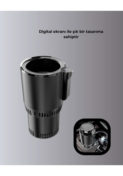 Araba Bardaklığı Isıtma Soğutma Ayarlı Çakmak Girişli Akıllı Model Açık Gri