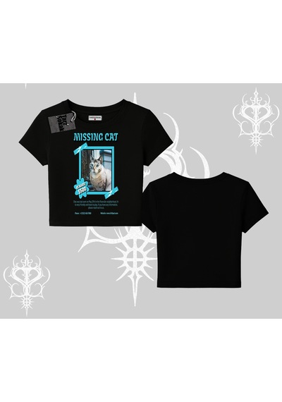Tarzsokak Missing Cat Baskılı Babby Tee Tshirt Siyah
