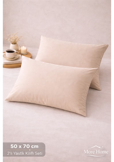 More Home Pamuklu Yastık Kılıfı 2 Adet 50 X 70 Cm Koyu Bej