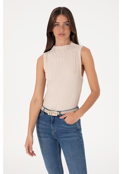 U.S. Polo Assn. Kadın Taş Kolsuz Dik Yaka Tişört 50300749-VR049