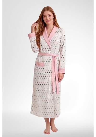 Mecit Pijama Mecit 6357 Pembe Kadın Büyük Beden Uzun Sabahlık