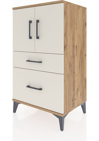 Hyperion Komodin 2 Raflı 2 Çekmeceli 2 Kapaklı 60x44x106 Çam-aytaşı Atlas Çam