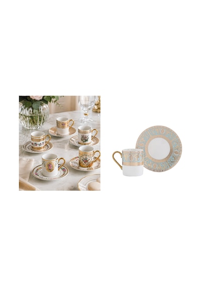 Arow Porselen Fincan Seti Elegant Luxury 6 Kişilik Fincan Takımı Beyaz