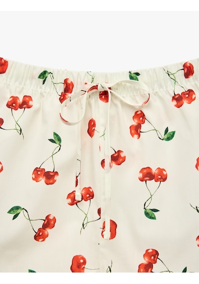 Koton Pamuklu Rahat Kesim Fiyonk Detaylı Kiraz Baskılı Şort Pijama Altı Ekru Desenli 6slk80067mw Koton Pamuklu Rahat Kesim Fiyonk Detaylı Kiraz Baskılı Şort Pijama Altı Ekru Desenli 6slk80067mw
