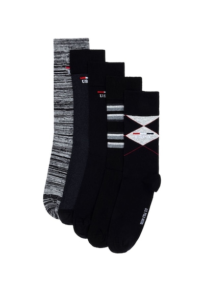 U.S. Polo Assn. Erkek 5'lı Paket Siyah Çorap Geus 40-44