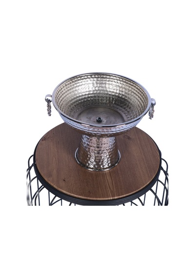 Yapay Çiçek Sitesi Metal Dekoratif Ayaklı Sunumluk Çiçeklik Küpeli Gümüş 19 Cm Gümüş