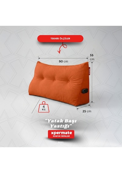 Yatak Başı Yastığı Sırt Ve Bel Destek Yastığı 90 Cm Yaslanma Ve Dinlenme Yastığı Turuncu