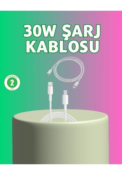 Kalite 30w Type - c Lightning Hızlı Şarj Kablosu 1.2m Dayanıklı