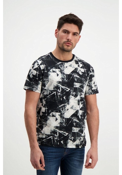Rich Siyah Desenli Erkek Bisiklet Yaka T-shirt SIYAH