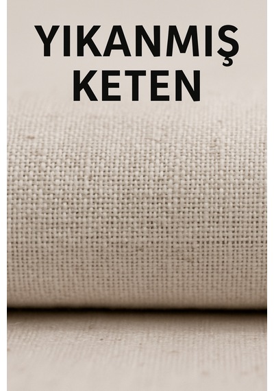 10 Metre Yıkanmış Ham Naturel Keten Kumaş - 235 Cm En - Organik - Doğal - Punch - Döşemelik Kumaş Bej