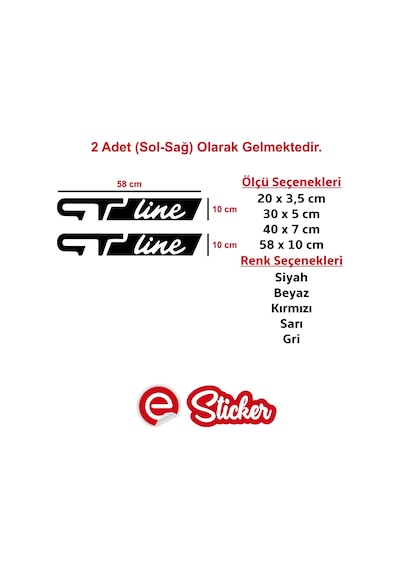 2 Adet Gt Line Oto Sticker Araba Kapı Sticker