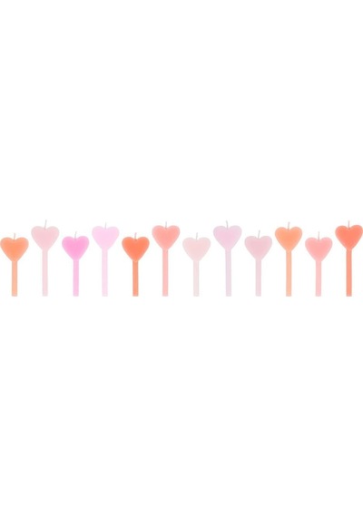 Meri Meri - Pembe Kalp Mumlar - 12 Adet