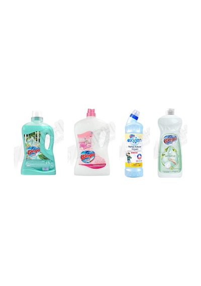 Bingo Yüzey Tem. Fresh 2.5 Lt + Yüzey Tem. Fresh 2.5 Lt + Oksijen 750 Ml + Sıvı Bulaşık Deterjanı 1500 Ml 4'lü Set Diğer