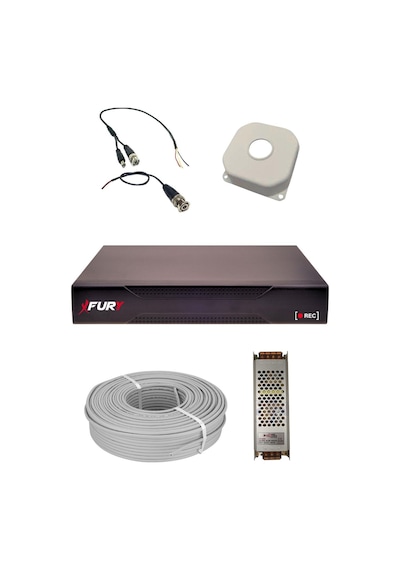 Fury 4 Lü Sesli 15 Warm Led Gece Renkli Görüş Su Geçirmez Güvenlik Kamerası Seti 500gb