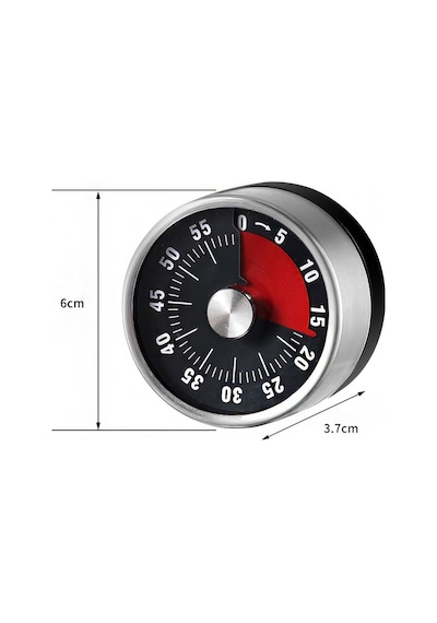 Gri Metal İçi Siyah Mekanik Mıknatıslı Klasik Zilli Mutfak Zamanlayıcı Timer Thr395sy