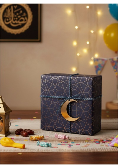 Roco Paper Lacivert Altın Renkli Dekoratif İp, Hediye Paketleme, Ramazan Süsleme Ve El İşi Malzemesi, 50m - 2mm