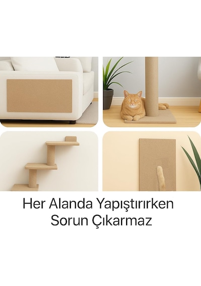 Kedi Tırmalama Halısı Yapışkanlı Her Yüzeye Uygulanabilir Kesilebilir Mobilya Koruyucu Mat Dev