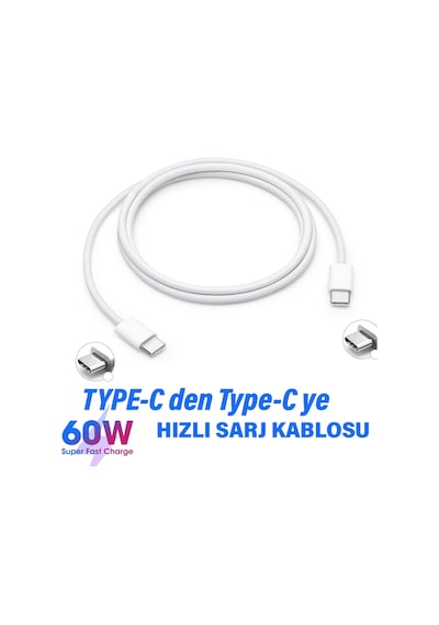 Type-c To Type-c Hızlı Şarj Kablosu Type-c Den Type-c Ye Şarj Kablosu 60w Hızlı