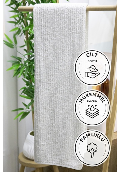 Line Luxury Pamuklu Banyo Havlusu 100x150 - Krem Krem