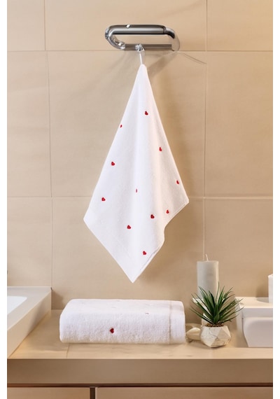 Varol Love Serisi Nakışlı Micro Cotton Banyo Havlu Seti Kırmızı-standart Kırmızı