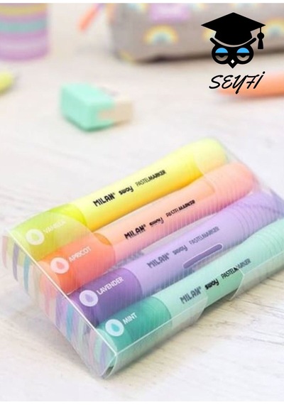 Fosforlu Kalem 4 Renk Pastel Renkler Milan Kalitesi Made İn Spain Çok Renkli