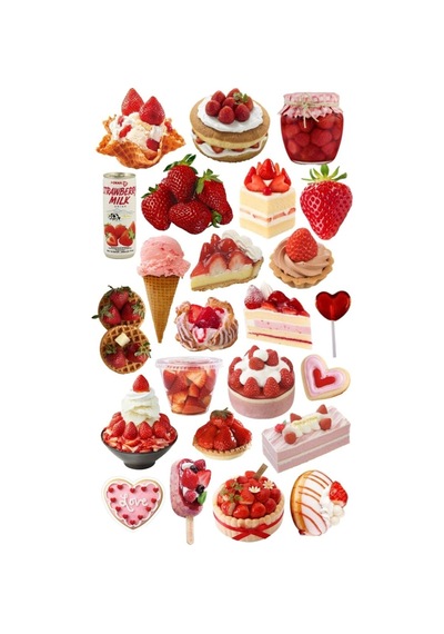 Strawberry Dream Çilek Rüyası Tablet Telefon Laptop Bullet Journal Sticker - Suya Dayanıklı Etiket Diğer