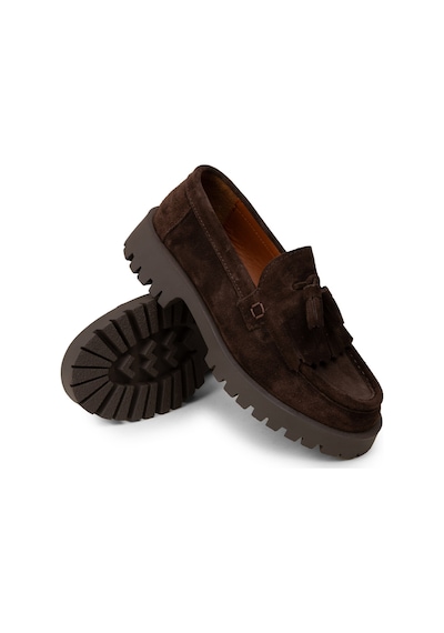 Deery Kadın Hakiki Süet Kahverengi Püsküllü Loafer - 02033zkhvc01 Kahverengi