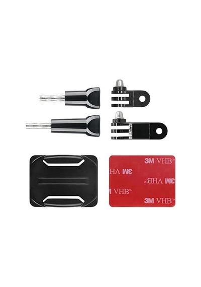 Gplus Bs06k 6 Parça Oval Zemin Kavisli Yüzey 3 Yollu Aksiyon Kamera Uyumlu 3m Yapışkanlı Motor Kask Bağlantı Seti Siyah