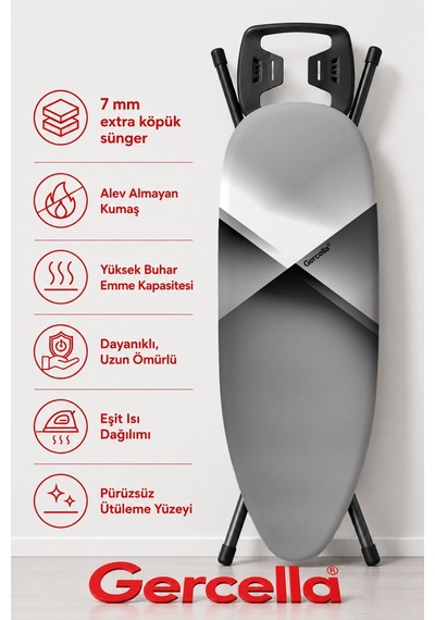 Gercella Prestige Ütü Masası Kılıfı Örtüsü Bezi Grey