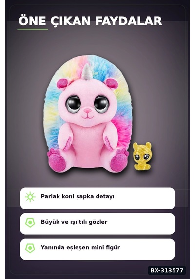 Koni Şapkalı 10 Cm Sevimli Mini Peluş Oyuncak Ve Figür Seti - 1 Adet, 3+ Yaş Bx-313577