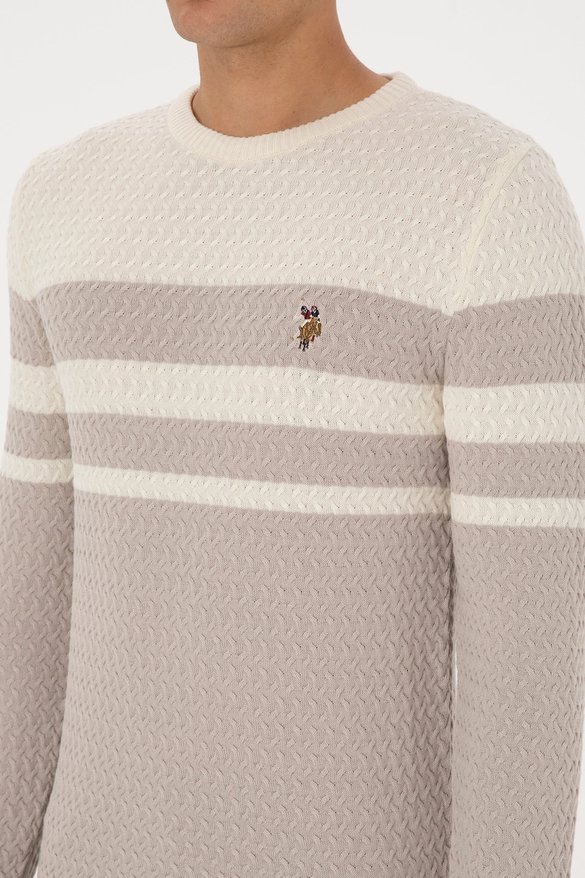 U.S. Polo Assn. Erkek Slim Fit Bisiklet Yaka Taş Kazak 50308460-VR049