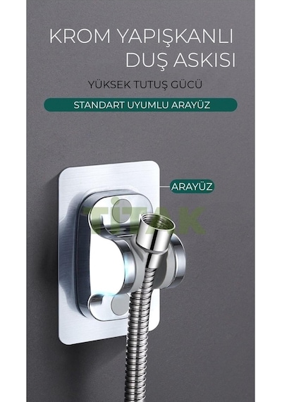 Krom Yapışkanlı Duş Askısı Siyah