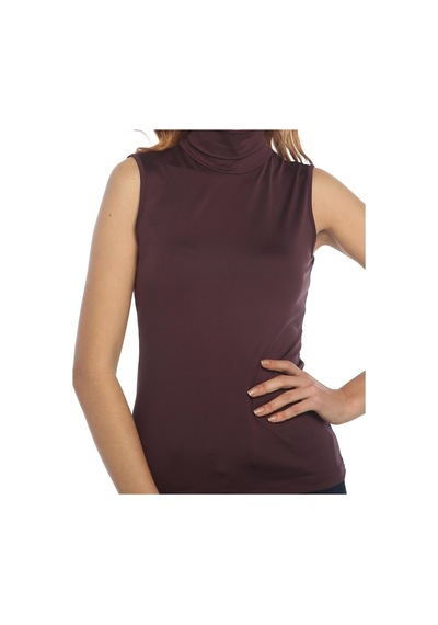 Bulalgiy Kadın Bordo Basic Boğazlı Tişört - Bga030318