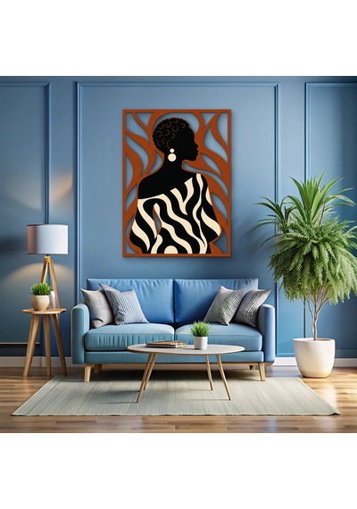 Zebra Desenli Kadın Silüeti - Metal Tablo - Dec0377 37 X 50 Cm Çok Renkli