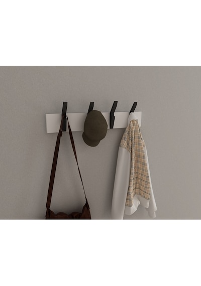 Hepsi3boyutlu Modern Duvar & Kapı Kanca Askılık - 4 Adet Siyah Kanca Askılık - Model No : 3 Siyah