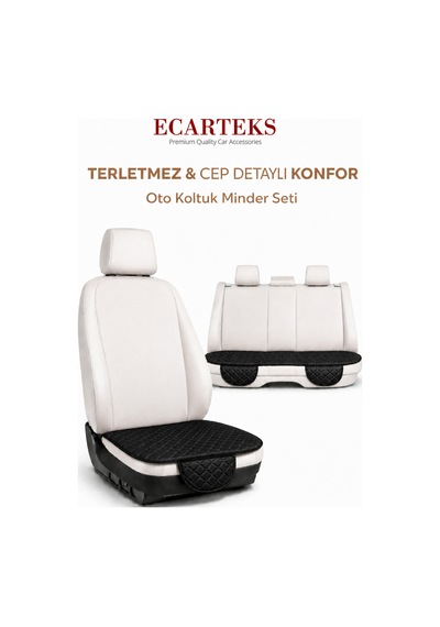 Ergonomik Cepli 3 Parça Oturak Deri Oto Minder Seti Siyah