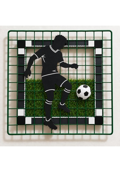CanoSpor Siyah Beyaz Şut Çeken Figürlü Telli Duvar Tablosu 40×40 cm