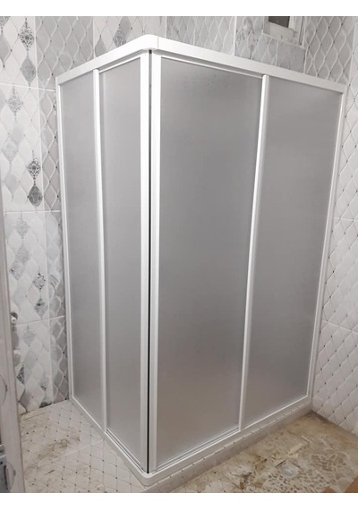 Teknesiz Dikdörtgen Duşakabin Plastik Camlı Beyaz Profilli Beyaz
