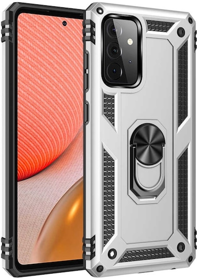 Galaxy A72 Kılıf Zore Vega Yüzüklü Standlı Zırh Kılıf