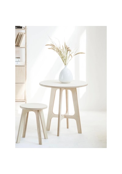 Woodesk Breva, Ahşap Orta Sehpa, Coffee Table, 60x60 Beyaz Renk