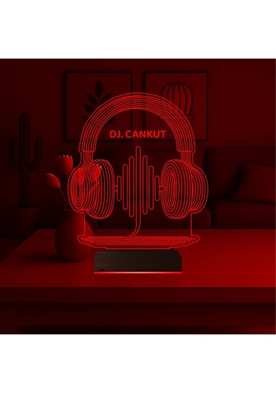 Luvivia Dj Hediye Kulaklık Müzik Kişiye Özel 3d Lamba - Masa Gece Lambası Şeffaf