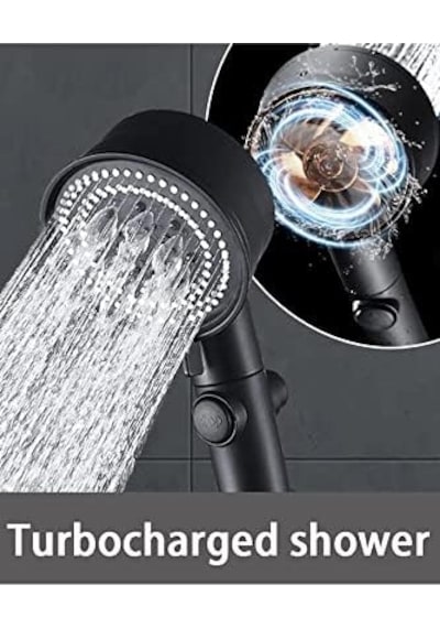 Siyah Turbo Fan Su Tasarruflu Yüksek Basınçlı Duş Başlığı