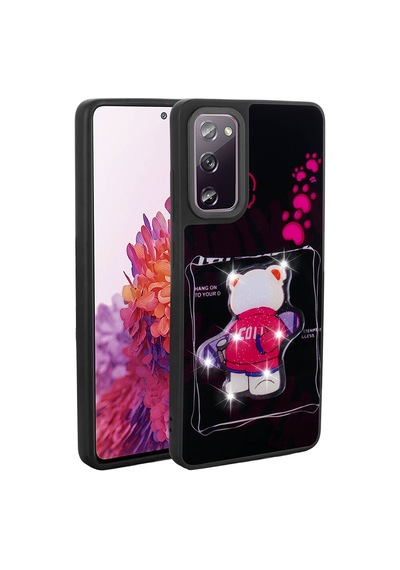 Zore Samsung Galaxy Uyumlu S20 Fe Kılıf Parlayan Kabartmalı İkonik Figürlü Omsy Amas Silikon Kapak - Siyah