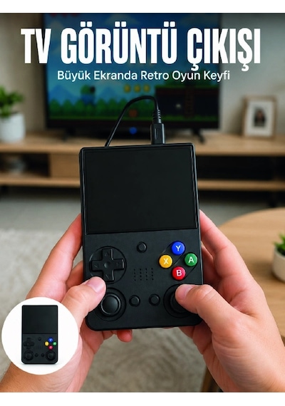 Retro Oyun Konsolu Çift Analog Joystick 64gb Hafızalı Taşınabilir El Konsolu
