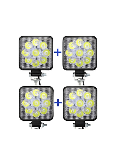 Off Road Sis Farı Sis Lambası 9 Led Kare 4 Lü Paket