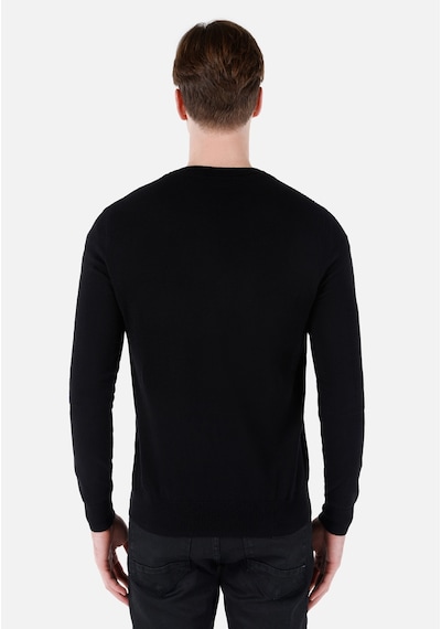 Colin's Colins Regular Fit Yuvarlak Yaka Jakarlı Erkek Siyah Kazak Cl1067490 Q1.v1 Blk Siyah