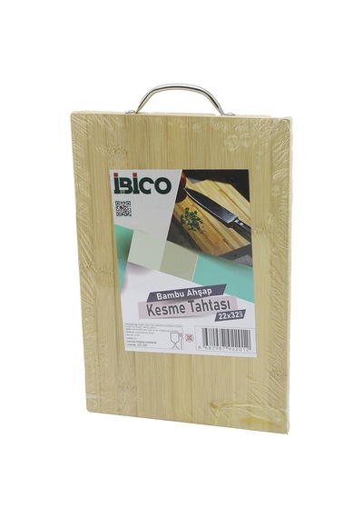 Bezos Bambu Ahşap Kesme Tahtası 22x32x1.7 Cm Metal Kulplu 22