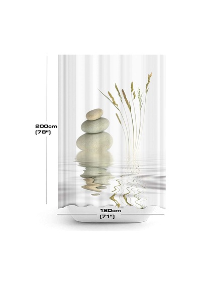 Tropik Zethome Stone And Reed Banyo Duş Perdesi Tek Kanat 1x180x200 Diğer